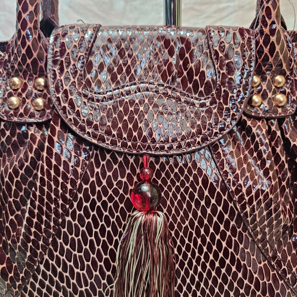 LA GIOE di TOSCANA The Italian Collection Snake Croc Print Patent Leather Bag - Picture 5 of 15